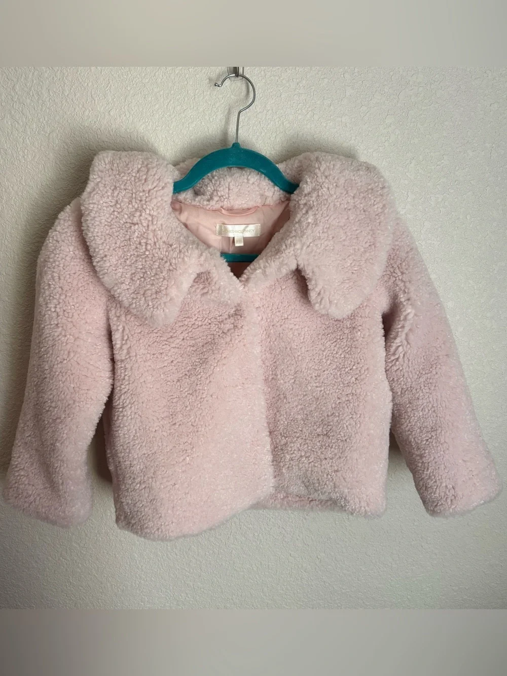 LoveShackFancy Kids Plush Faux Shearling Jacket - Pale Pink